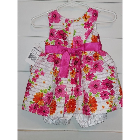 Girls American Princess 2 Pc Floral Party Dress Dress And Diaper Cover Size 6M - Picture 5 of 8